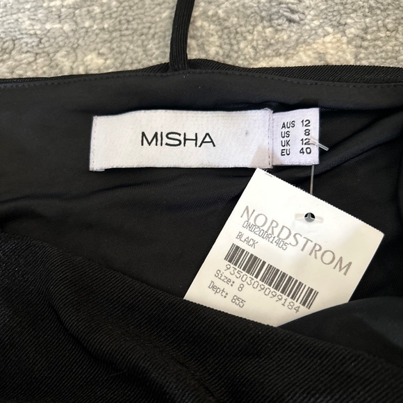 NWT Misha Collection Black X Revolve Vanina One Shoulder Side cut Dress Size 8 - Picture 13 of 13